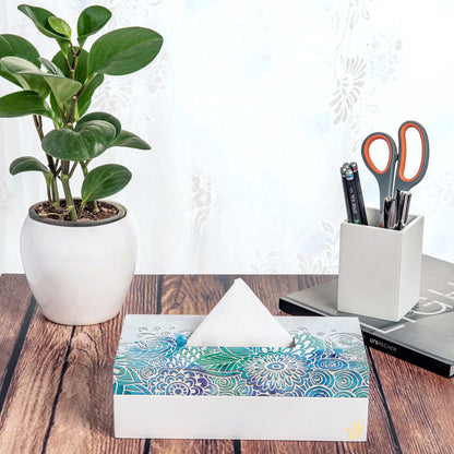 Abstract Flowers Tissue Box 9" x 5" x 2.75" Lifestyle Photo