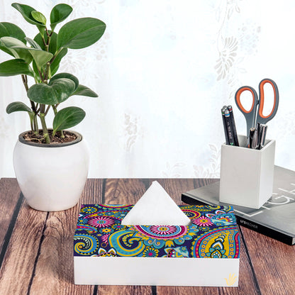 Blue Paisley Tissue Box 9" x 5" 2.75" Lifestyle Photo