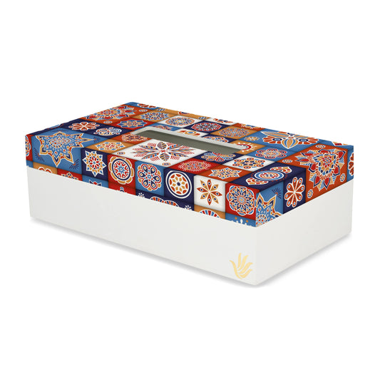 Floral Tiles Tissue Box 9" x 5" x 2.75"