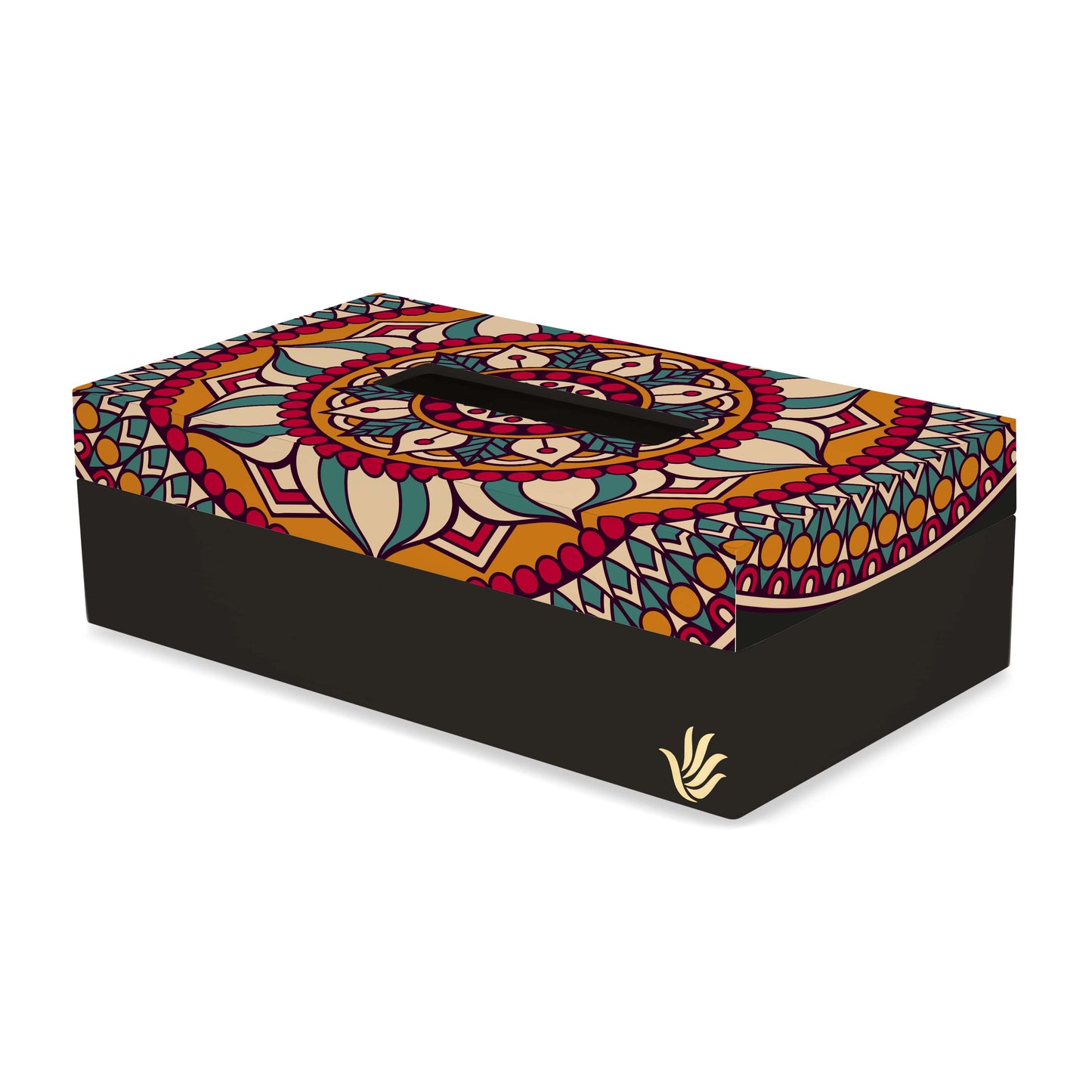 Red Mandala Tissue Box 9" x 5" x 2.75" Ht. - Main Image
