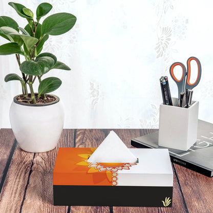 Rakhee Orange Tissue Box 9" x 5" x 2.75" Ht. - Dimension Image