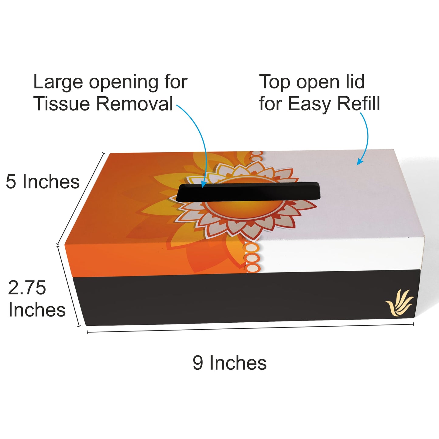 Rakhee Orange Tissue Box 9" x 5" x 2.75" Ht. - Lifestyle Image