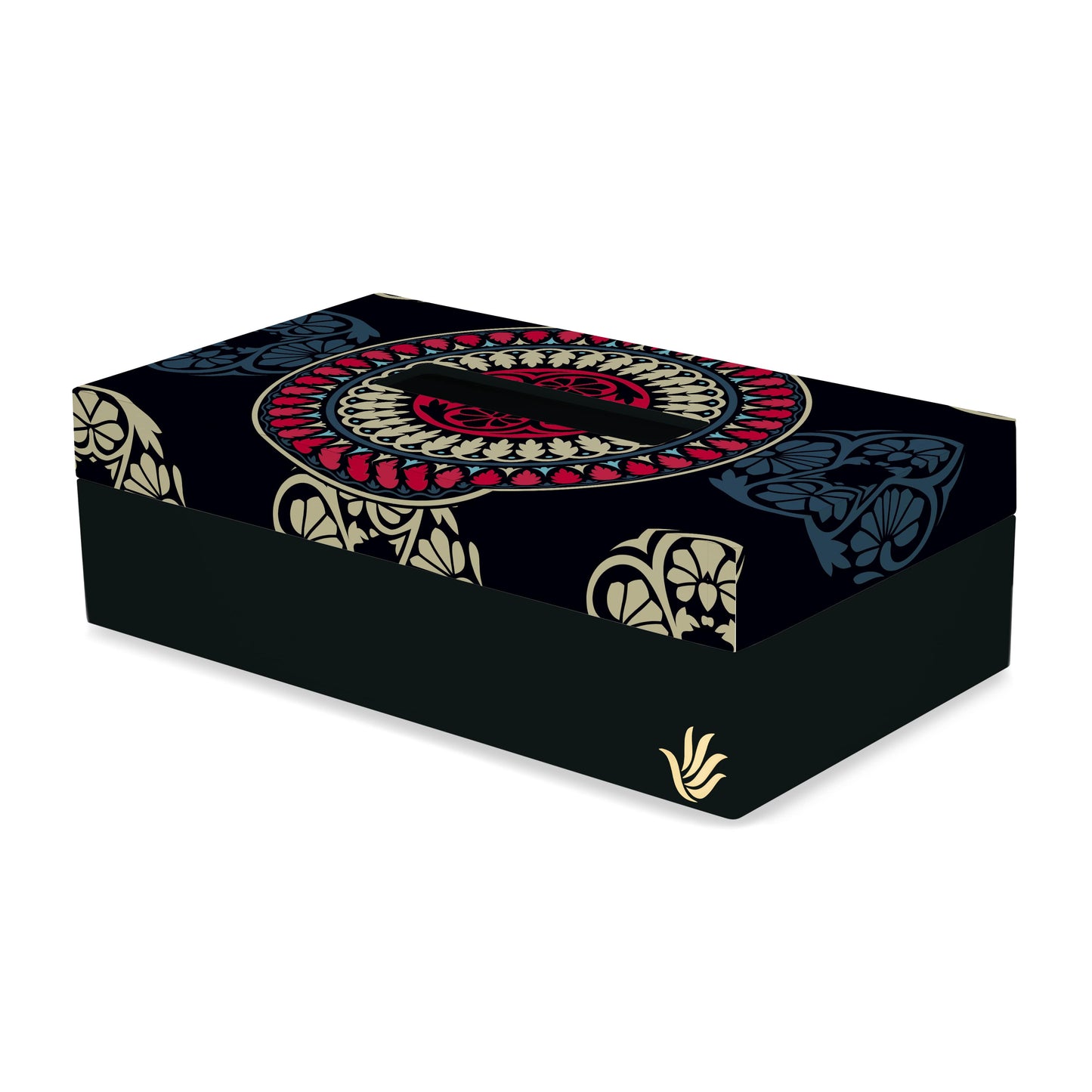 Black Mandala Tissue Box 9" x 5" x 2.75" Ht. - Main Image