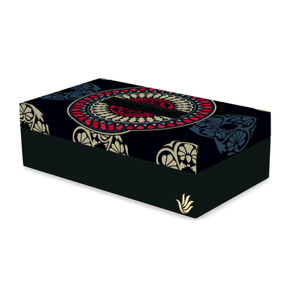 Black Mandala Tissue Box 9" x 5" x 2.75" Ht. - Main Image