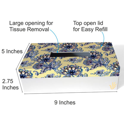 Batik Blue Tissue Box 9" x 5" x 2.75" Ht. - Dimension Image