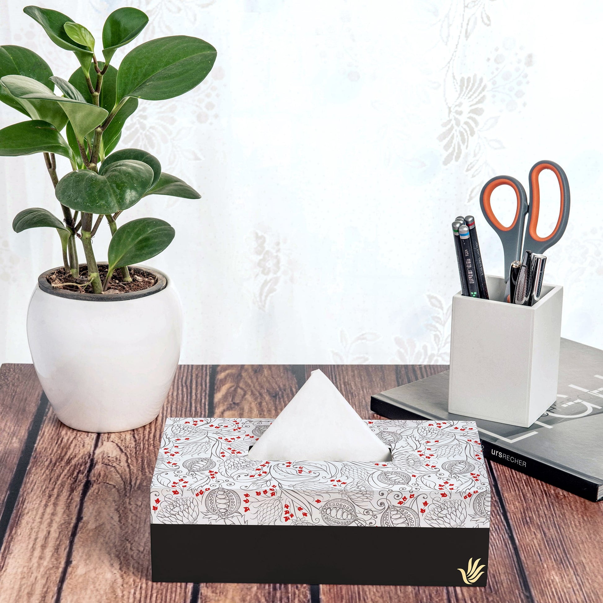 Pomegranate Tissue Box 9" x 5" x 2.75" Ht. - Lifestyle Image