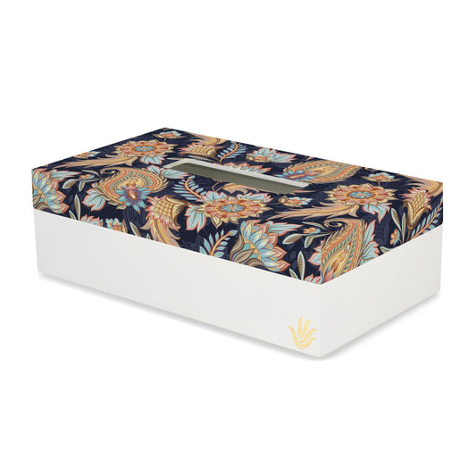 Oriental Paisley Navy Tissue Box 9" x 5" x 2.75" Ht. - Main Image