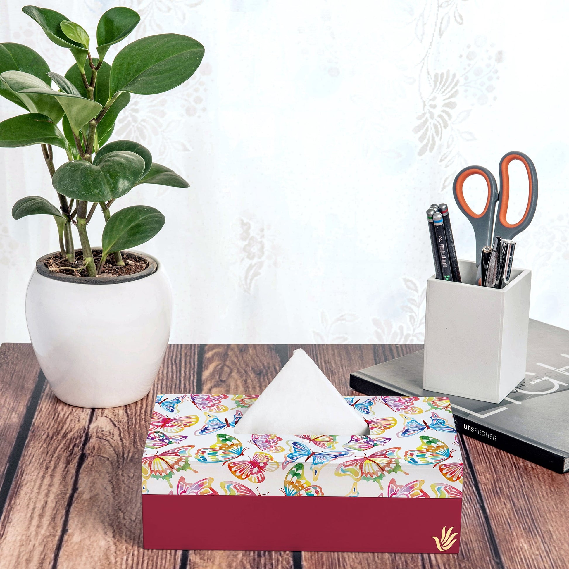 Watercolour Butterflies R Tissue Box 9" x 5" x 2.75" Ht. - Lifestyle Image