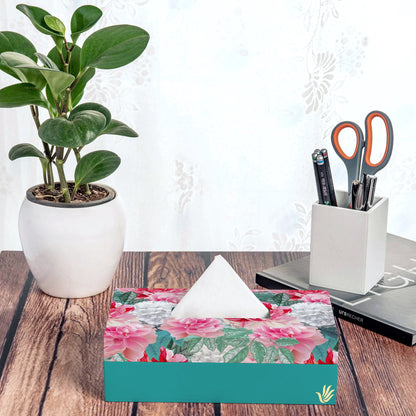 Red Chrysanthemums T Tissue Box 9" x 5" x 2.75" Ht. - Lifestyle Image