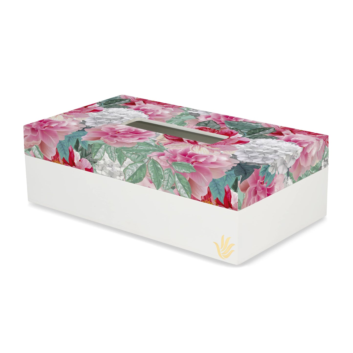 Red Chrysanthemums W Tissue Box 9" x 5" x 2.75" Ht. - Main Image