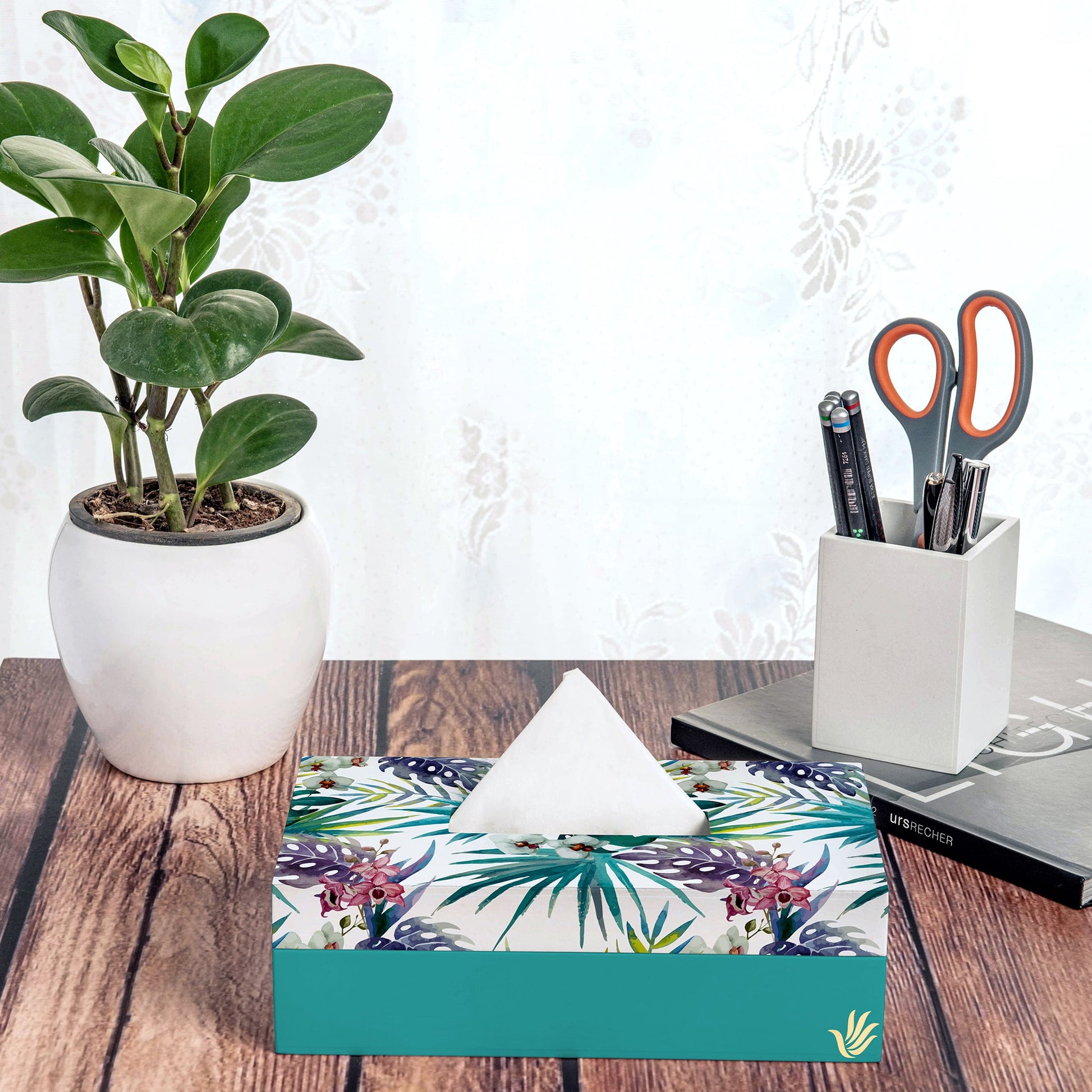 Tropical Palms Tissue Box 9" x 5" x 2.75" Ht. - Lifestyle Image