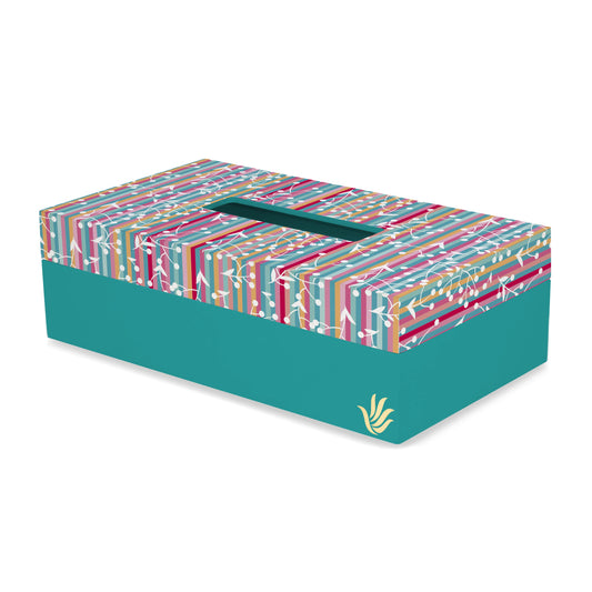 Floral Stripes T Tissue Box 9" x 5" x 2.75" Ht. - Main Image
