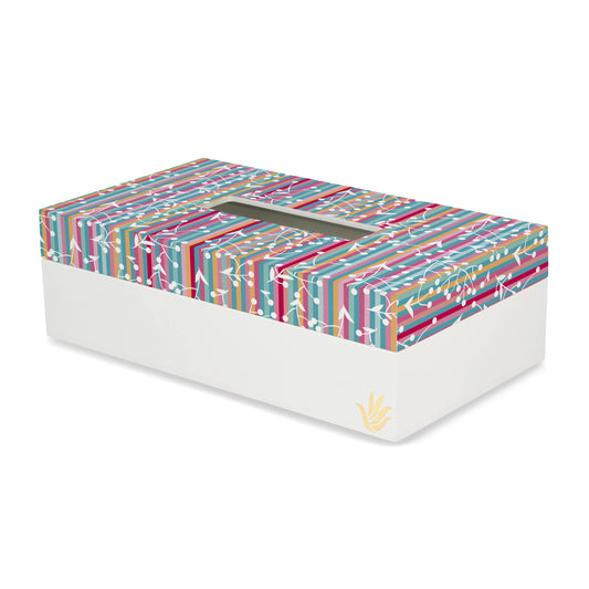 Floral Stripes W Tissue Box 9" x 5" x 2.75" Ht. - Main Image