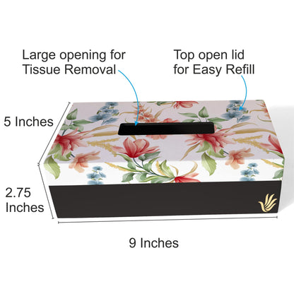 Magnolia Tissue Box 9" x 5" x 2.75" Ht. - Dimension Image