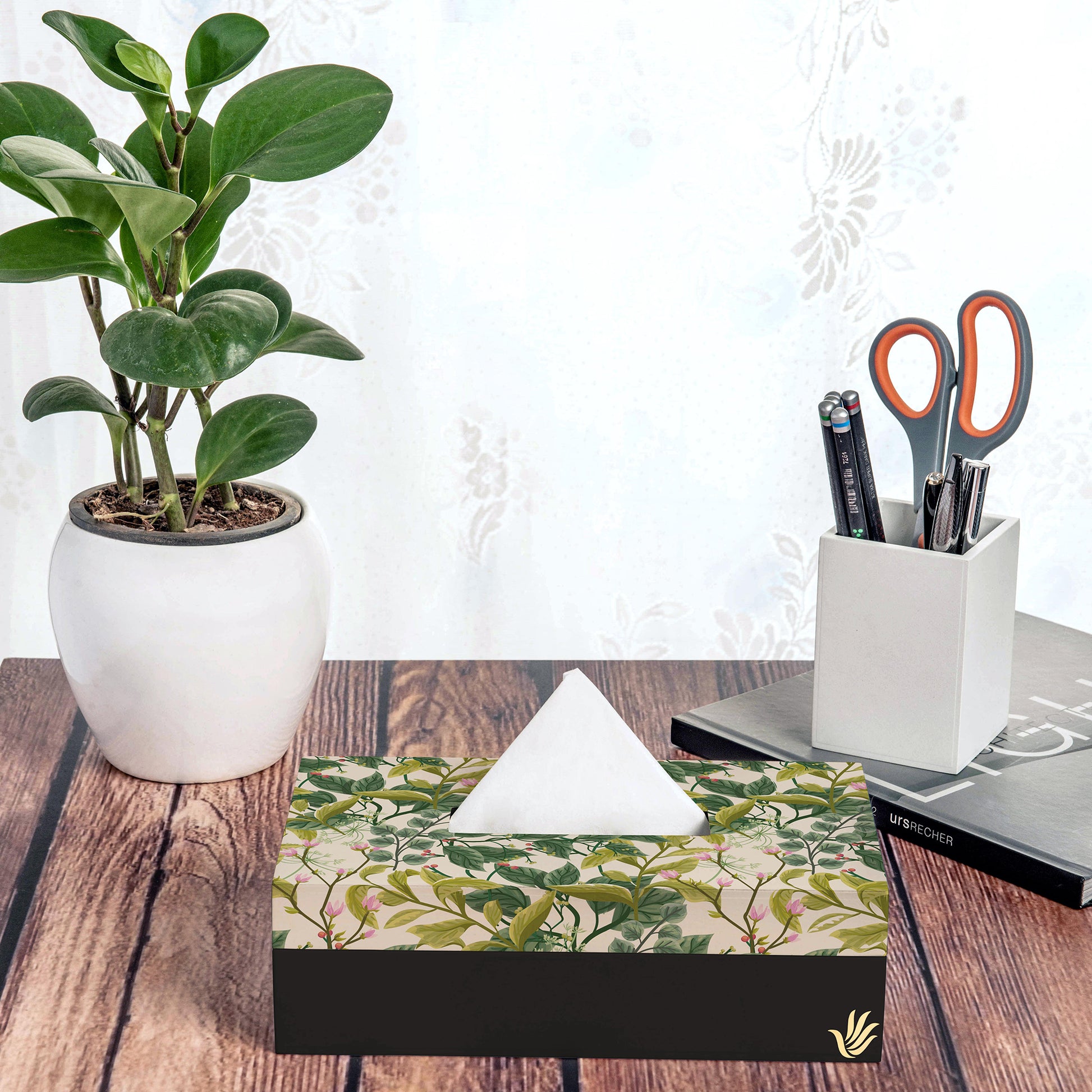 Vintage Floral Tissue Box 9" x 5" x 2.75" Ht. - Lifestyle Image