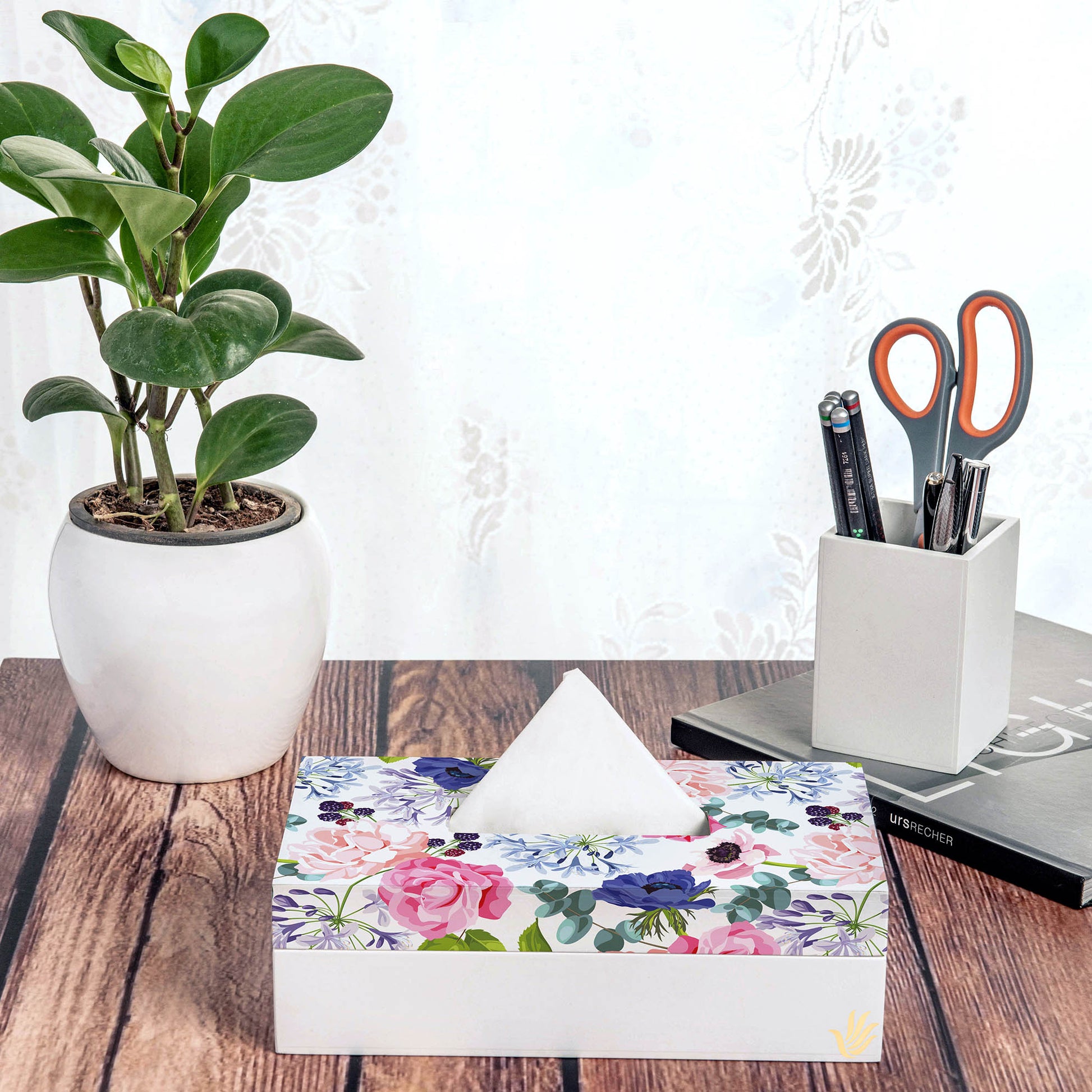 Roses Etc Tissue Box 9" x 5" x 2.75" Ht. - Lifestyle Image