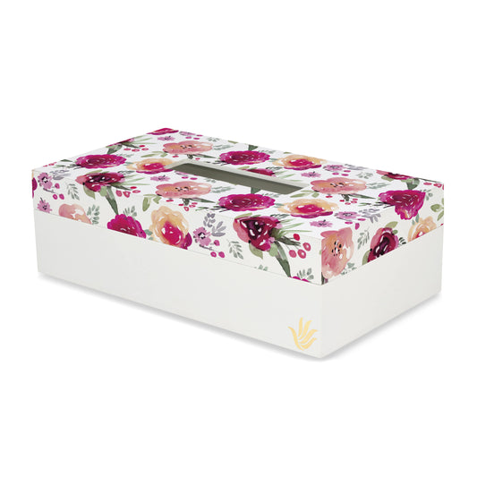 Pink Flowers Tissue Box 9" x 5" x 2.75" - Main Image