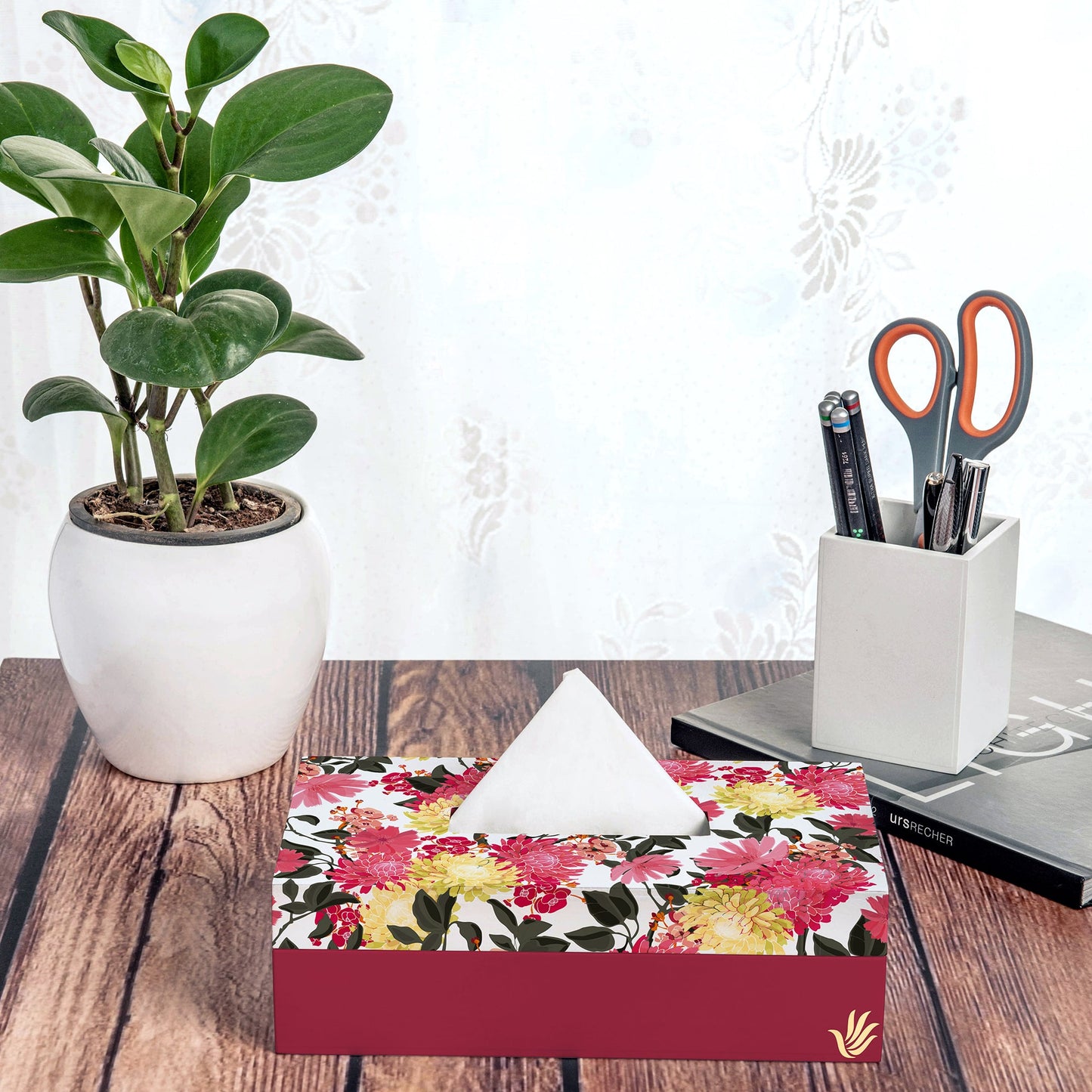 Ava Floral R Tissue Box 9" x 5" x 2.75" Ht. - Lifestyle Image