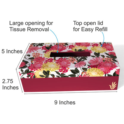 Ava Floral R Tissue Box 9" x 5" x 2.75" Ht. - Dimension Image