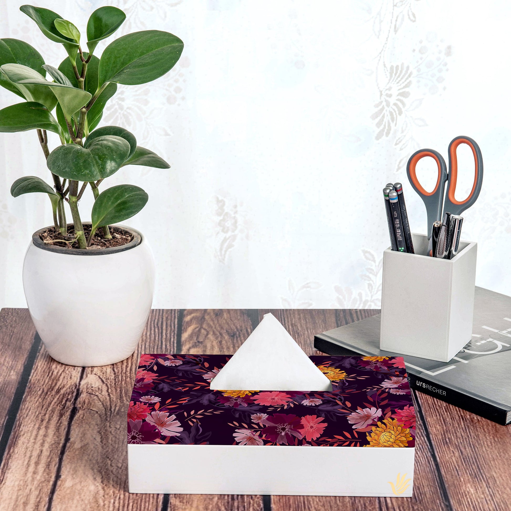 Autumn Garden Tissue Box 9" x 5" x 2.75" - Lifestyle Image