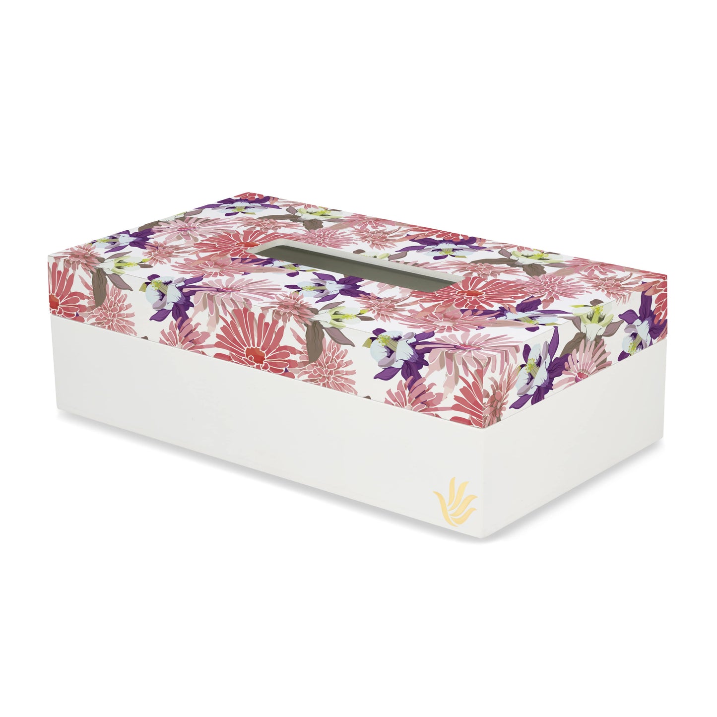 Pink Asters Tissue Box 9" x 5" x 2.75" Ht. - Main Image