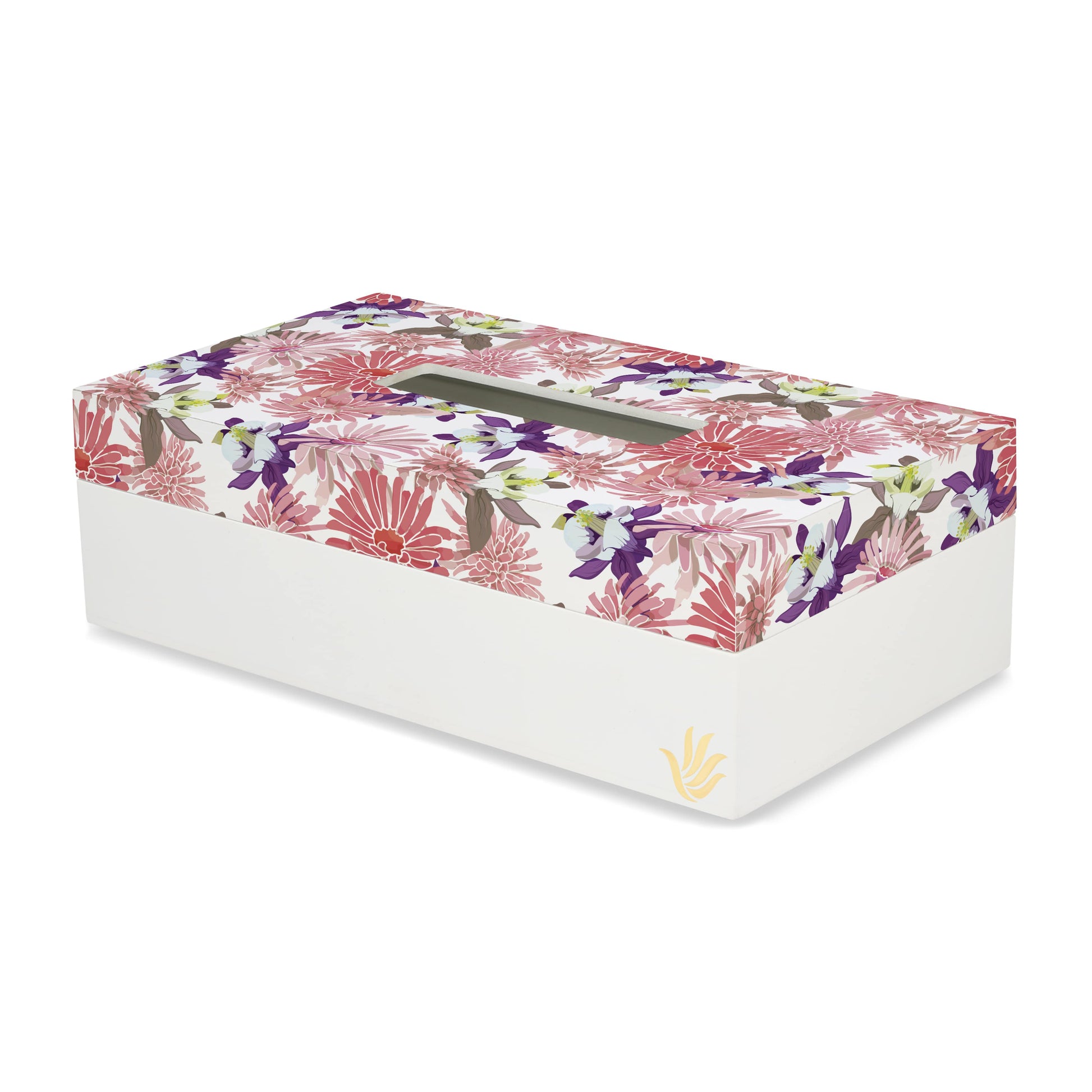 Pink Asters Tissue Box 9" x 5" x 2.75" Ht. - Main Image