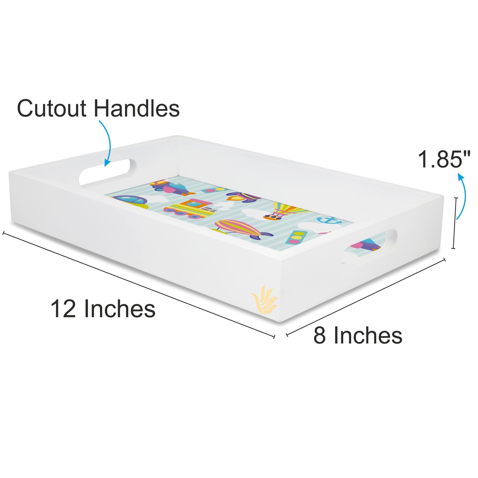 Transport Toys Rectangular Tray for Children 8" x 12" - Dimension Image
