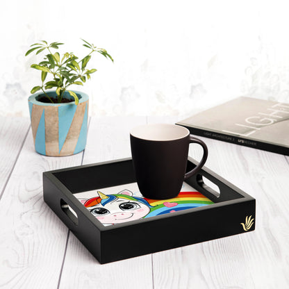 Unicorn Square Tray for Children 9" x 9" - Lifestyle Image