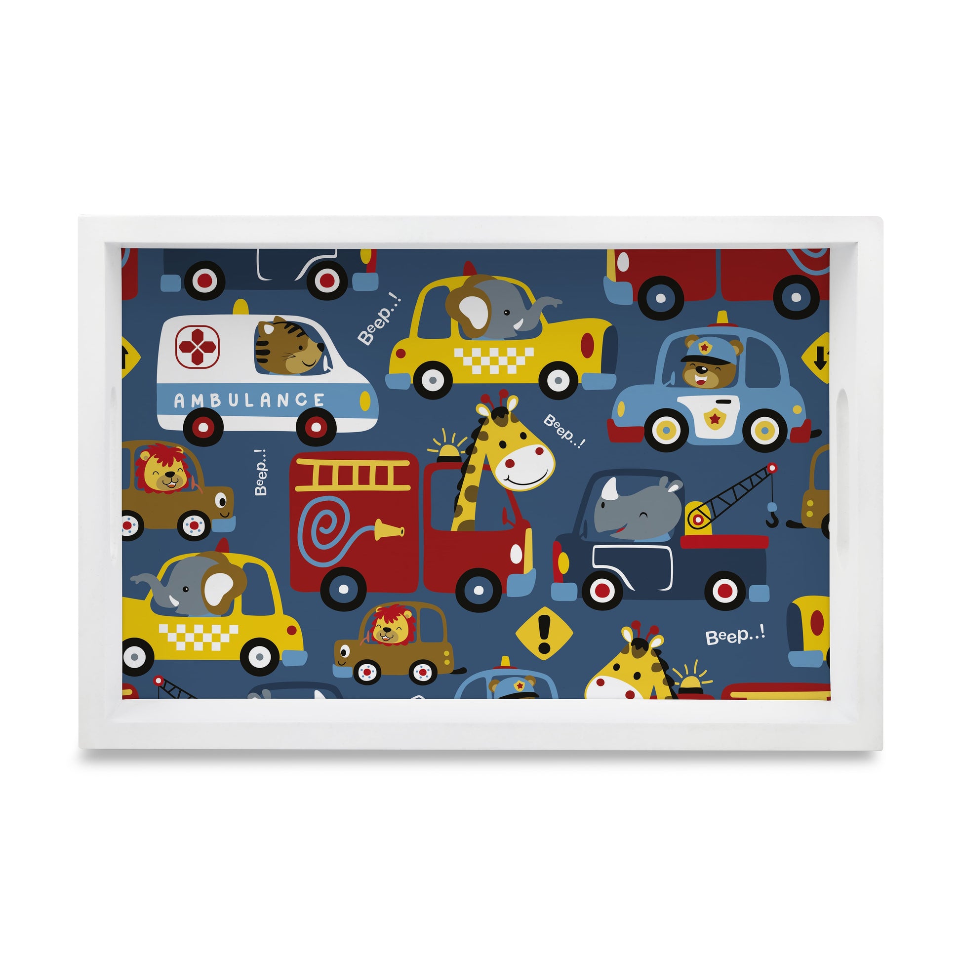 Animal Drivers Rectangular Tray for Children 8" x 12" - Main Image