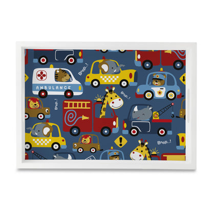 Animal Drivers Rectangular Tray for Children 10" x 14" - Main Image