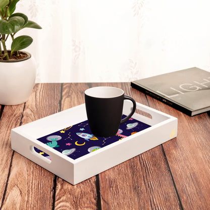 Space Dino Rectangular Tray for Children 8" x 12" - Lifestyle Image