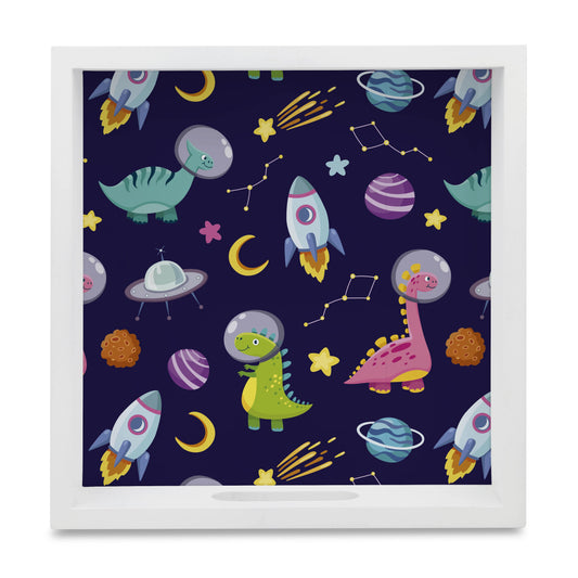 Space Dino Square Tray for Children 9" x 9" - Main Image
