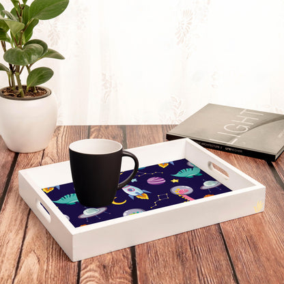 Space Dino Rectangular Tray for Children 10" x 14" - Lifestyle Image