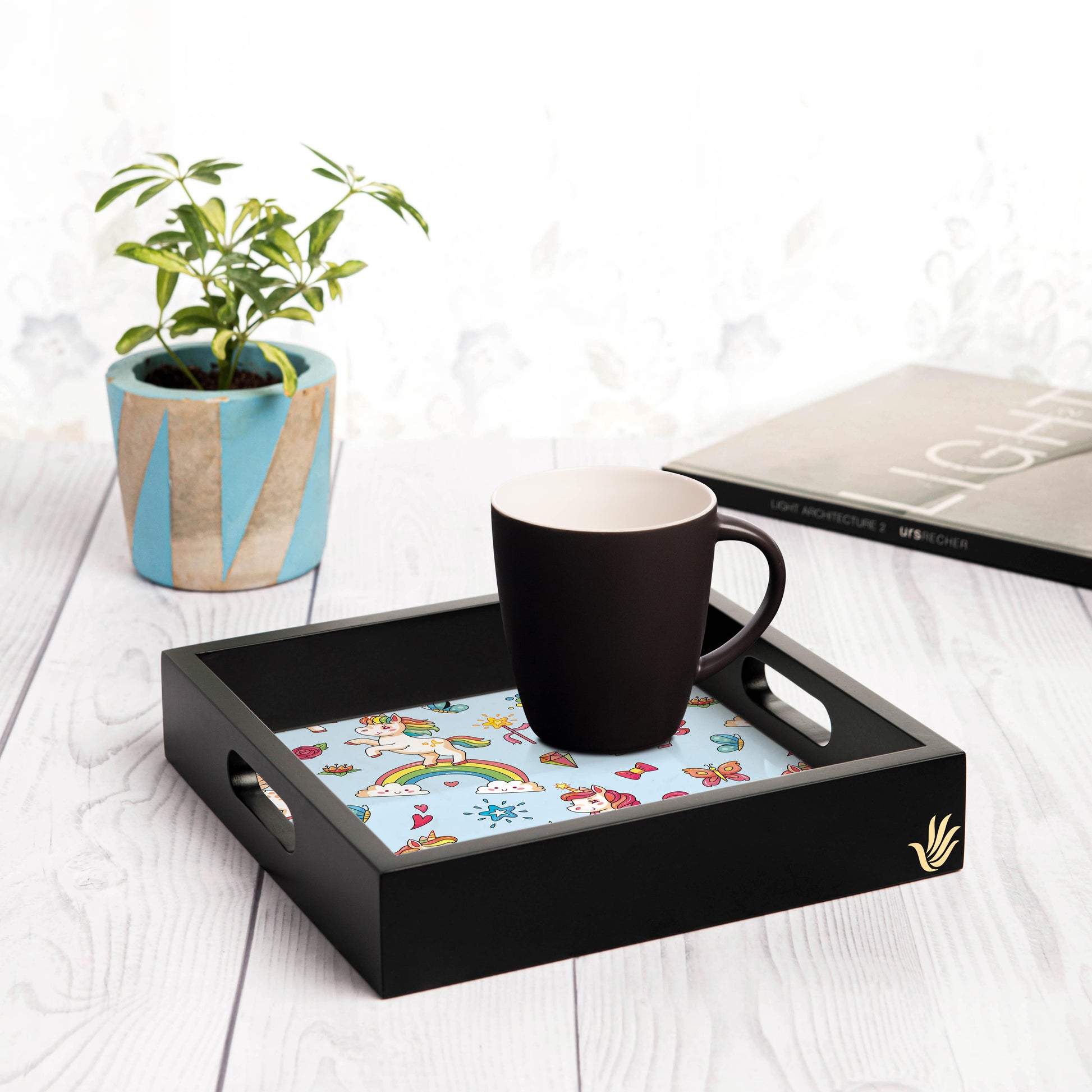 Babe Unicorn Square Tray for Children 9" x 9" - Lifestyle Image