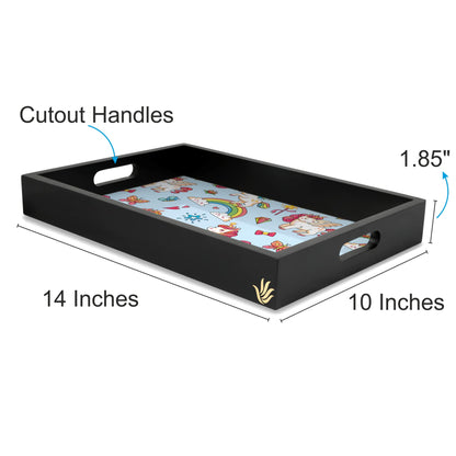 Babe Unicorn Rectangular Tray for Children 10" x 14" - Dimension Image