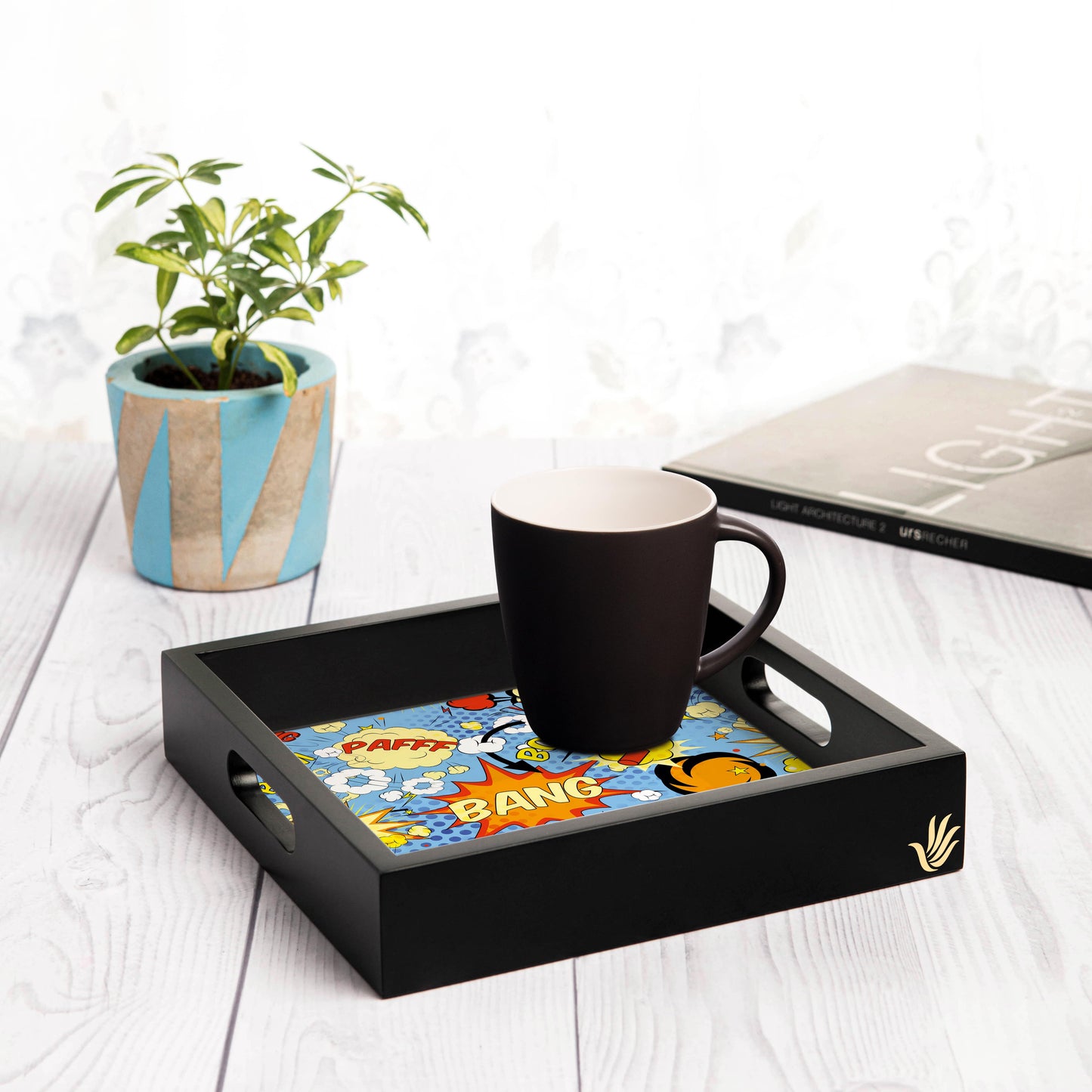 Comic Bubbles Square Tray for Children 9" x 9" - Lifestyle Image