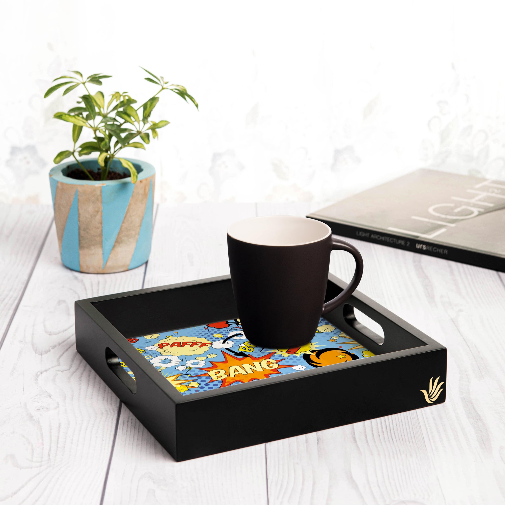 Comic Bubbles Square Tray for Children 9" x 9" - Lifestyle Image