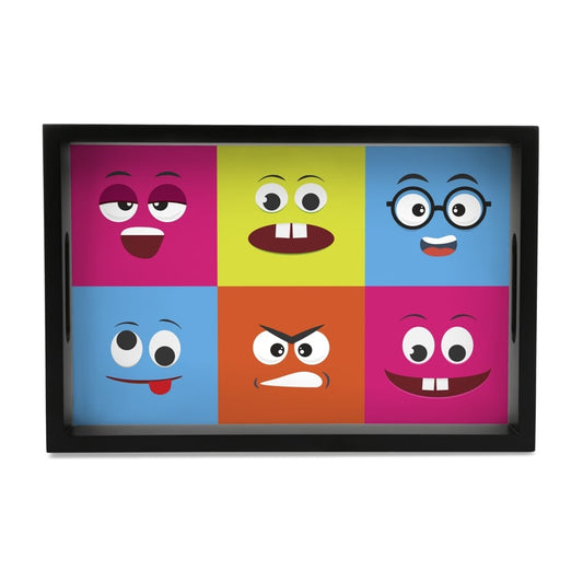 Emoji Serving Tray with Cutout Handles (Wood) 8" x 12"