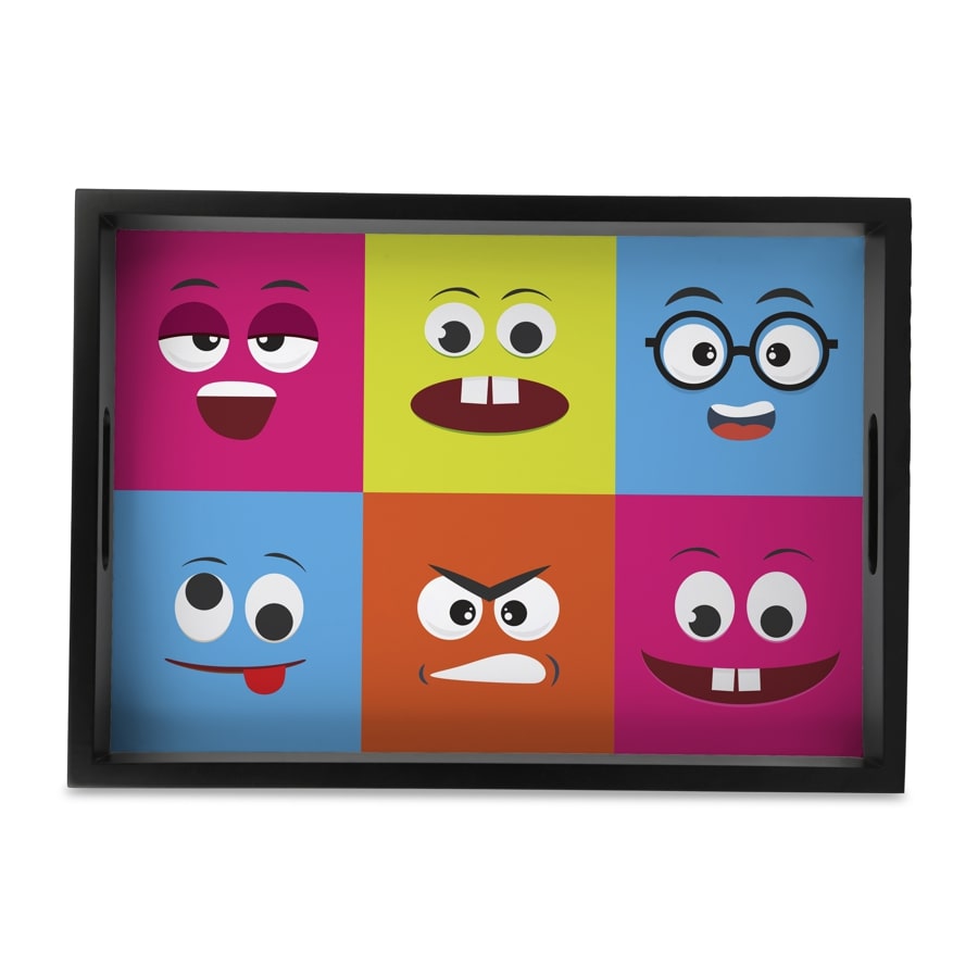 Emoji Serving Tray with Cutout Handles (Wood) 10" x 14"