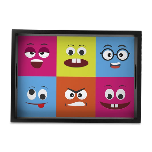 Emoji Serving Tray with Cutout Handles (Wood) 10" x 14"