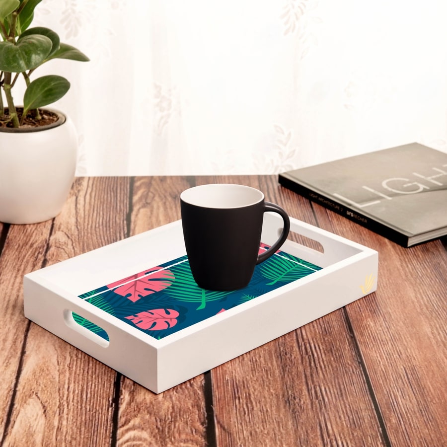 Palms Serving Tray with Cutout Handles (Wood) 8" x 12" Lifestyle Image