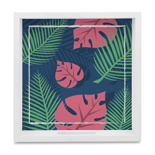 Palms Serving Tray with Cutout Handles (Wood) 9" x 9"