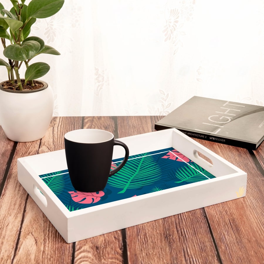 Palms Serving Tray with Cutout Handles (Wood) 10" x 14"