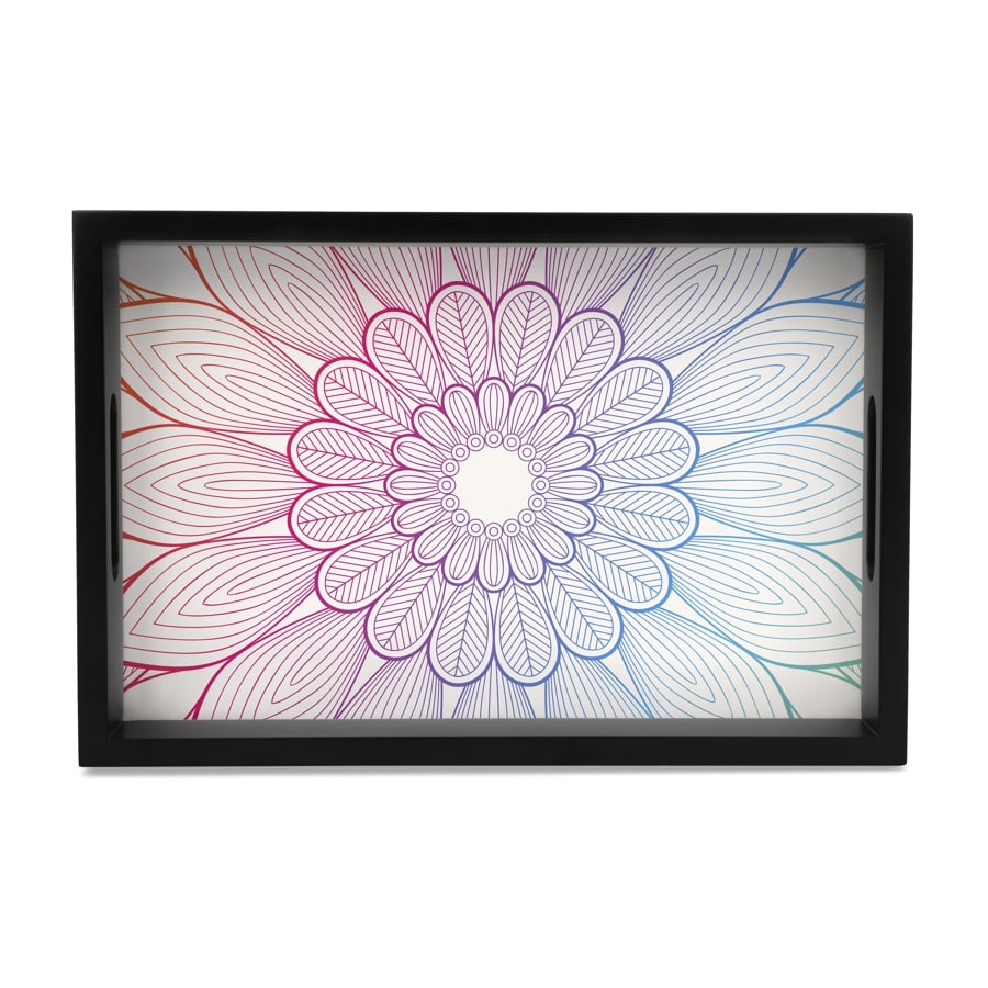 Boho Center Serving Tray with Cutout Handles (Wood) 8" x 12"