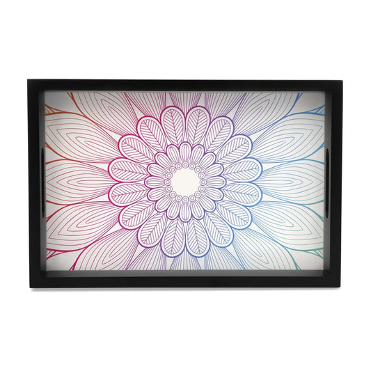 Boho Center Serving Tray with Cutout Handles (Wood) 8" x 12"