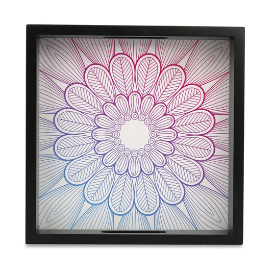 Boho Center Serving Tray with Cutout Handles (Wood) 9" x 9"
