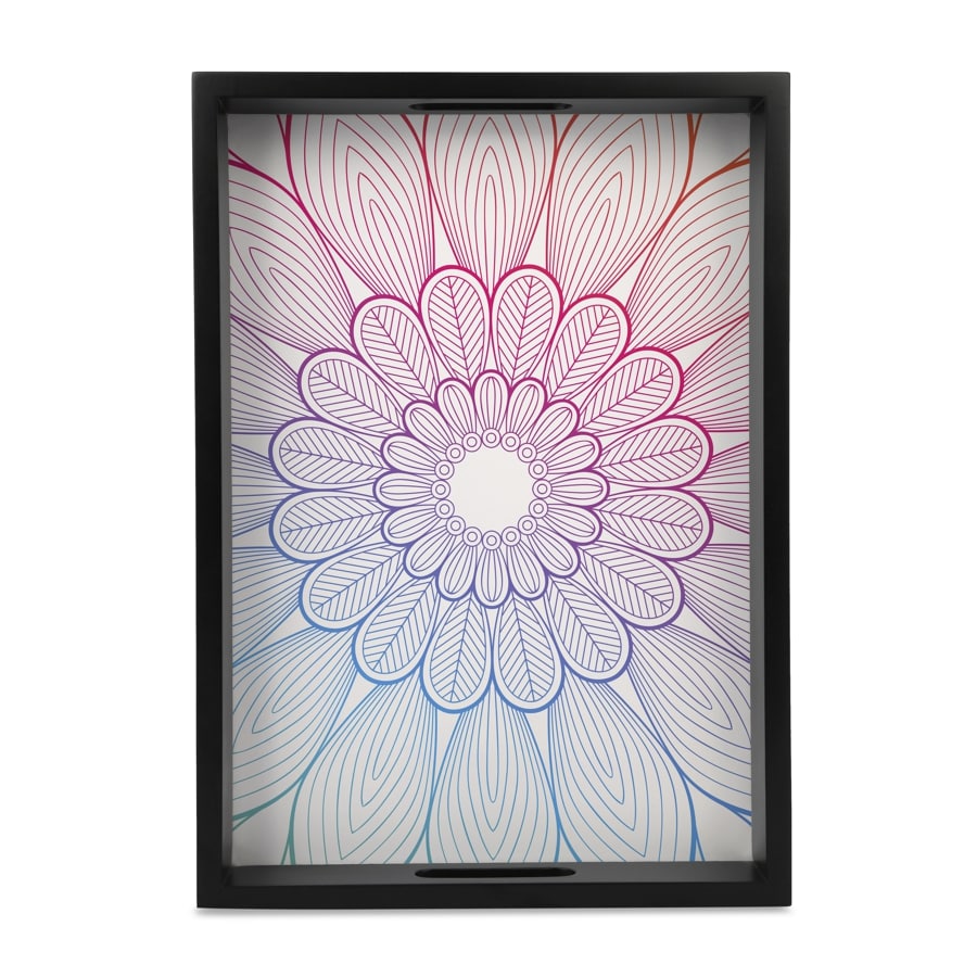 Boho Center Serving Tray with Cutout Handles (Wood) 10" x 14"