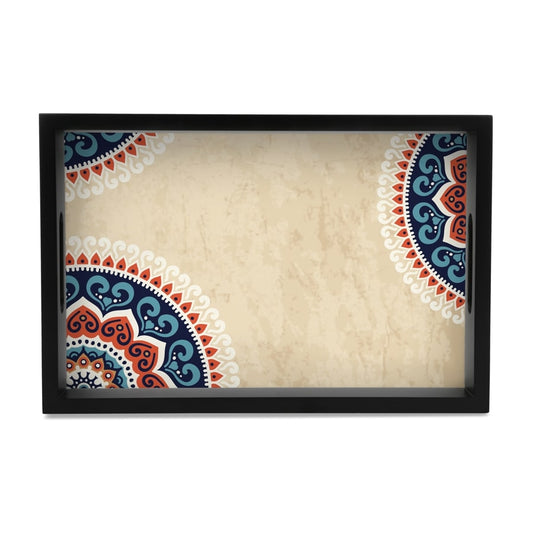 Mandala Vintage Serving Tray with Cutout Handles (Wood) 8" x 12"