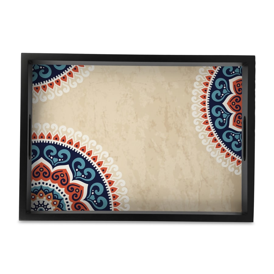Mandala Vintage Serving Tray with Cutout Handles (Wood) 10" x 14"