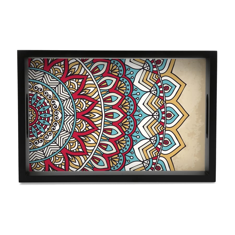 Mandala Vintage 2 Serving Tray with Cutout Handles (Wood) 8" x 12"